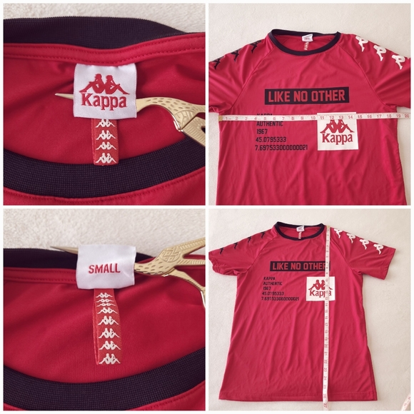 Kappa Short Sleeve Shirt Bastil Authentic "Like No Other" Red Mens SIZE Small - Picture 7 of 10